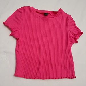 Hot pink ribbed t-shirt